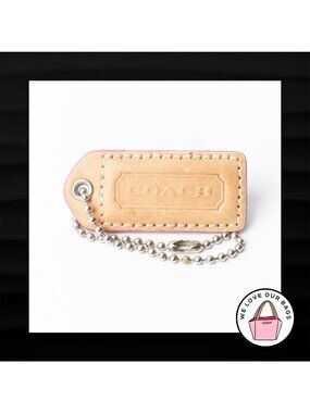 2" Medium COACH TAN PINK LEATHER KEY FOB BAG CHARM